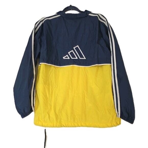 Vintage Adidas Tracksuit Jacket Men Medium M Windbreaker Yellow Blue Embroidered - Picture 1 of 10